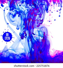 Vector abstract cloud. Ink swirling in water, cloud of ink in water isolated on white. Abstract Holi paints concept. 