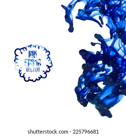 Vector abstract cloud of ink swirling in water, isolated on white. Abstract paint drops.