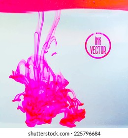Vector abstract cloud of ink swirling in water. Abstract paint drops.