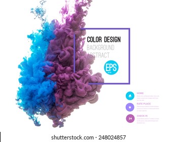 Vector abstract cloud. Ink swirling in water, cloud of ink in water isolated on white. Abstract banner paints. Holi.