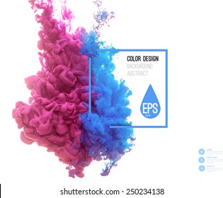 Vector abstract cloud. Ink swirling in water, cloud of ink in water isolated on white. Abstract banner paints. Holi.