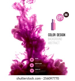 Vector abstract cloud. Ink swirling in water, cloud of ink in water isolated on white. Abstract banner paints. Holi. Liquid ink. Background for banner, card, poster, poster, identity,web design.Juice.