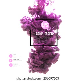 Vector abstract cloud. Ink swirling in water, cloud of ink in water isolated on white. Abstract banner paints. Holi. Liquid ink. Background for banner, card, poster, poster, identity,web design.Juice.