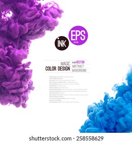 Vector abstract cloud. Ink swirling in water, cloud of ink in water isolated on white. Abstract banner paints. Holi. Liquid ink. Background for banner, card, poster, poster, identity,web design.Juice.