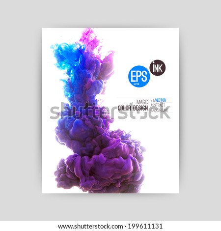 Vector abstract cloud. Ink swirling in water, cloud of ink in water isolated on white. Abstract banner paints. Holi.