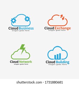 Vector abstract cloud logo and icon design. Creative and modern blue sky and cloud Concept logo template.