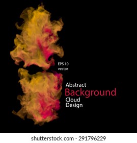 Vector abstract cloud star. Vector illustration of yellow and pink smoke on black. Abstract banner paints. Background for banner, card, poster, poster, identity, web design