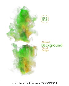 Vector abstract cloud star. Vector illustration of green, yellow and orange smoke on white. Abstract banner paints. Background for banner, card, poster, poster, identity, web design