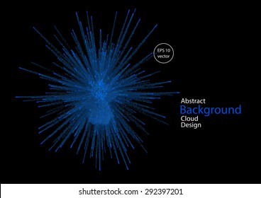 Vector abstract cloud star.  Smoke design. Vector illustration of blue smoke on black. Abstract banner paints. Background for banner, card, poster, poster, identity, web design