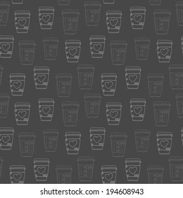 Vector abstract coffee cup seamless pattern.