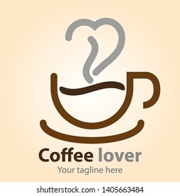 Vector abstract, coffee lover symbol or icon