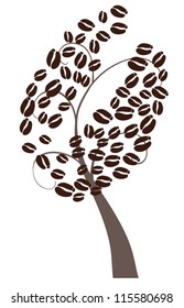 vector abstract coffee tree with coffee beans