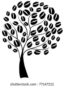 vector abstract coffee tree isolated on white background