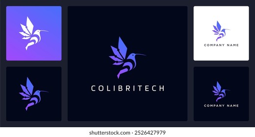 Vector abstracto del logotipo de Colibri Tech y la Plantilla del icono, se puede utilizar en diversos medios fácilmente, editable