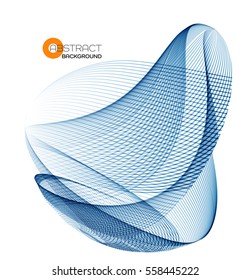 Vector Abstract color blue wave design element.  Business or science background
