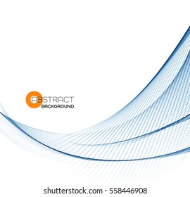 Vector Abstract color blue wave design element.  Business or science background