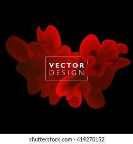 Vector abstract color cloud.  Liquid ink splash. Background for banner, card, poster, web design. Red wave shape