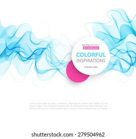 Vector Abstract color curved lines background. Template brochure design