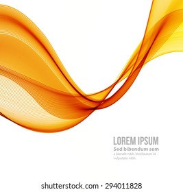 Vector Abstract color curved lines background. Template brochure design. Orange Smoke lines.