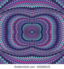 Vector abstract color grid pattern. Checkered background with distortion effect. Optical illusion. 