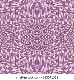 Vector abstract color grid pattern. Checkered background with distortion effect. Optical illusion. 