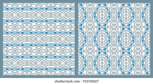 Vector abstract color grid patterns set. Checkered backgrounds with distortion effect. 