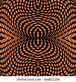 Vector abstract color grid seamless pattern. Checkered background with distortion effect. Optical illusion. 