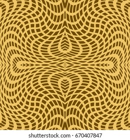 Vector abstract color grid seamless pattern. Checkered background with distortion effect. Optical illusion. 