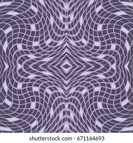 Vector abstract color grid seamless pattern. Checkered background with distortion effect. Optical illusion. 