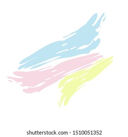 Vector abstract color illustration. Spilled bright paint. Colored brush strokes on a white background. Pink, blue, green. Template for art studio, creative team.