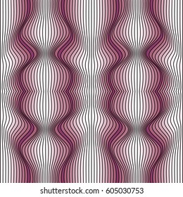Vector abstract color lines pattern. Waves backgrounds with distortion effect. Optical illusion.