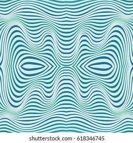 Vector abstract color lines pattern. Waves background with distortion effect. Optical illusion.