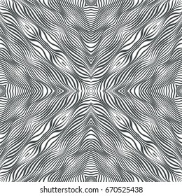 Vector abstract color lines pattern. Waves background with distortion effect. Optical illusion.