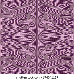 Vector abstract color lines pattern. Waves background with distortion effect. Optical illusion.