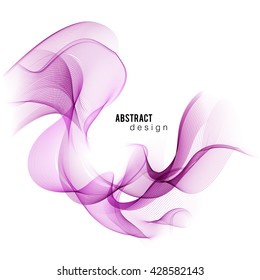 Vector Abstract color wavy lines. Purple Color smoke wave. Transparent wave. Abstract smooth wave vector. Vector Abstract lines.