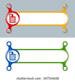 vector abstract colored frame and document icon and play symbol