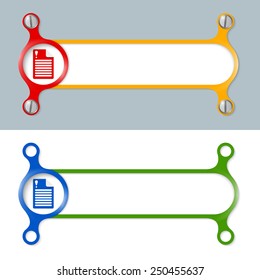 vector abstract colored frame and document icon and exclamation mark
