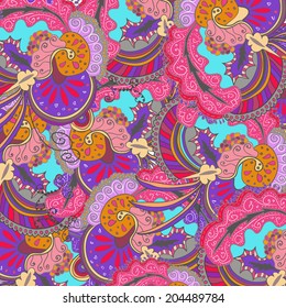 Vector abstract colored pattern with floral ornament