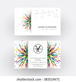 Vector Abstract Colored Splashes. Graphic Designer And Painter Concept. Business Card
