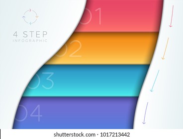 Vektorillustration Abstrakte, farbige 3D-Banner-Liste 1 bis 4 Vorlage