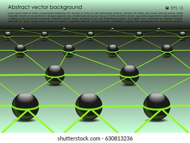 Vector abstract colorful background with 3d ball in green color