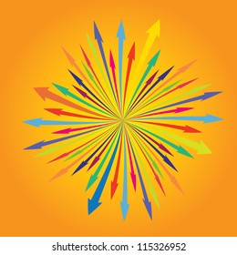 vector abstract colorful background with arrows. vector business illustration. orange background.