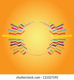 vector abstract colorful background with arrows. vector business illustration. orange background.