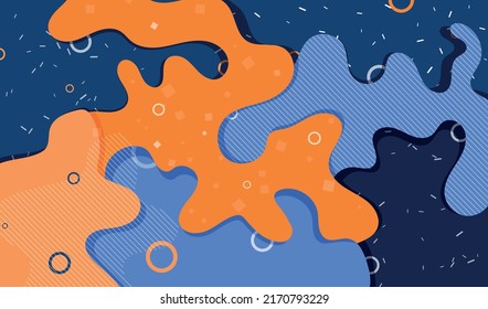 Vector abstract colorful background with blots and wavy shapes, geometric signs.