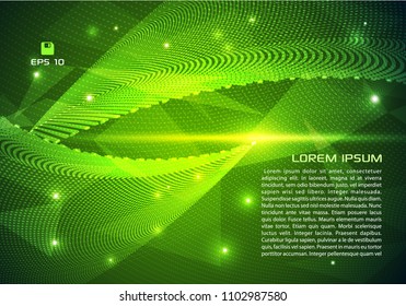 Vector abstract colorful background with dotted wave in green color