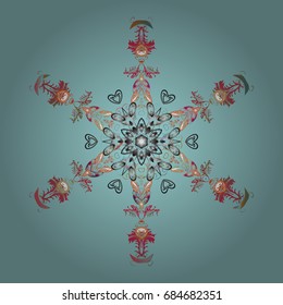 Vector abstract colorful background with falling snowflake. Christmas vector pattern with holidays decorations.