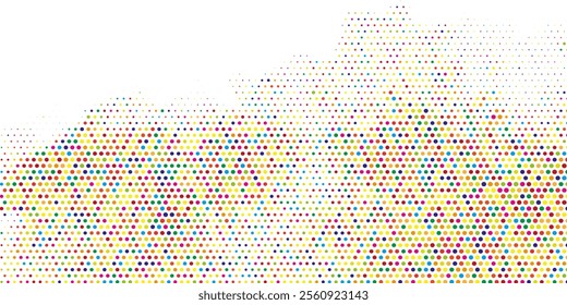 Vector abstract colorful background frame of geometric shapes. Circular ornament. Pattern of dots, particles, molecules, fragments. Poster for technology, medicine, presentations, business.