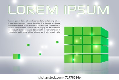 Vector abstract colorful background with green cubes