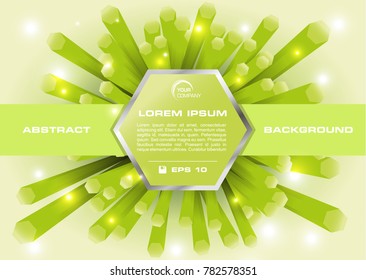 Vector abstract colorful background with green 3D hexagon