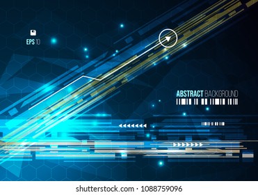 Vector abstract colorful background with hexagon and rectangle in blue color